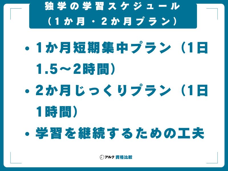 独学の学習スケジュール（1か月・2か月プラン）