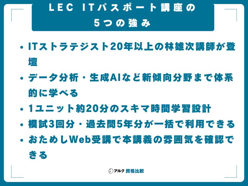 LEC ITパスポート講座の5つの強み