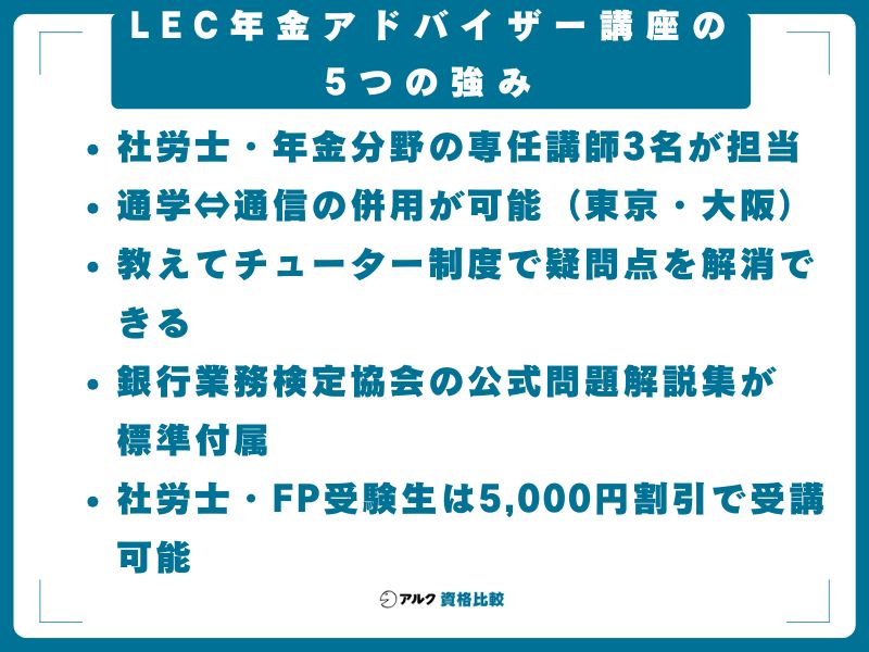 LEC年金アドバイザー講座の5つの強み