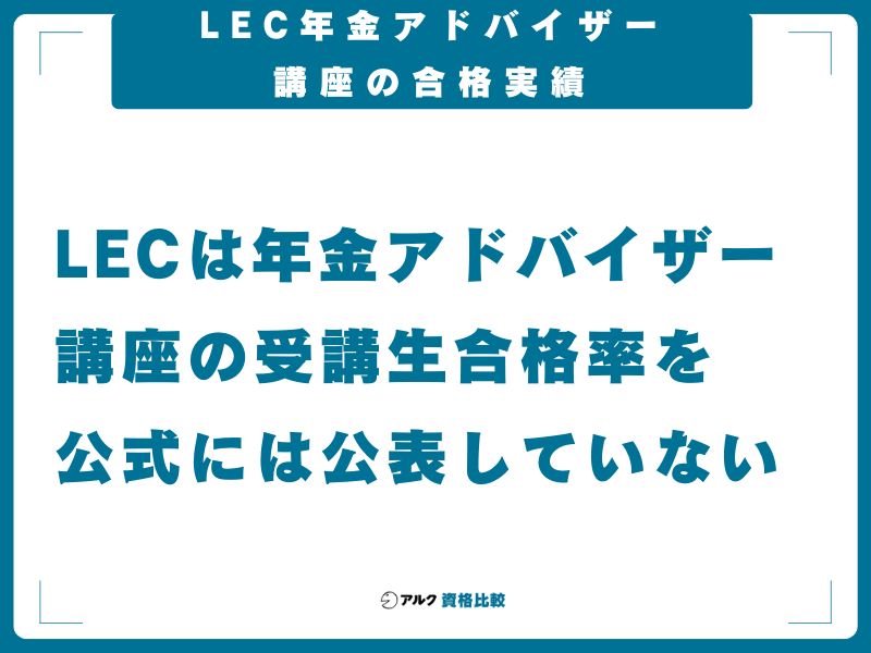 LEC年金アドバイザー講座の合格実績