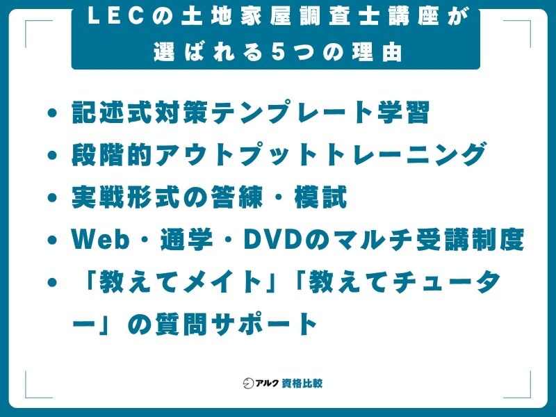 LECの土地家屋調査士講座が選ばれる5つの理由