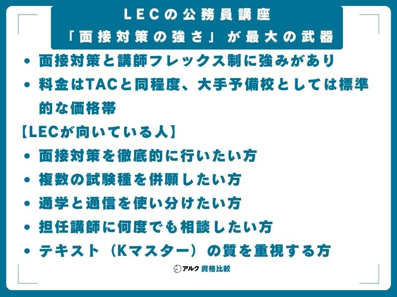 【結論】LECの公務員講座は「面接対策の強さ」が最大の武器|他社比較一覧で即判断