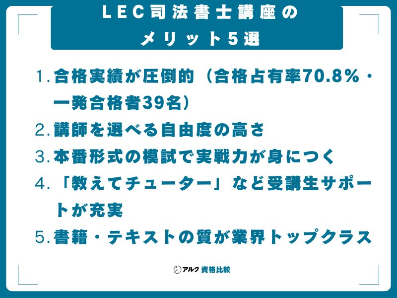 LEC司法書士講座のメリット5選