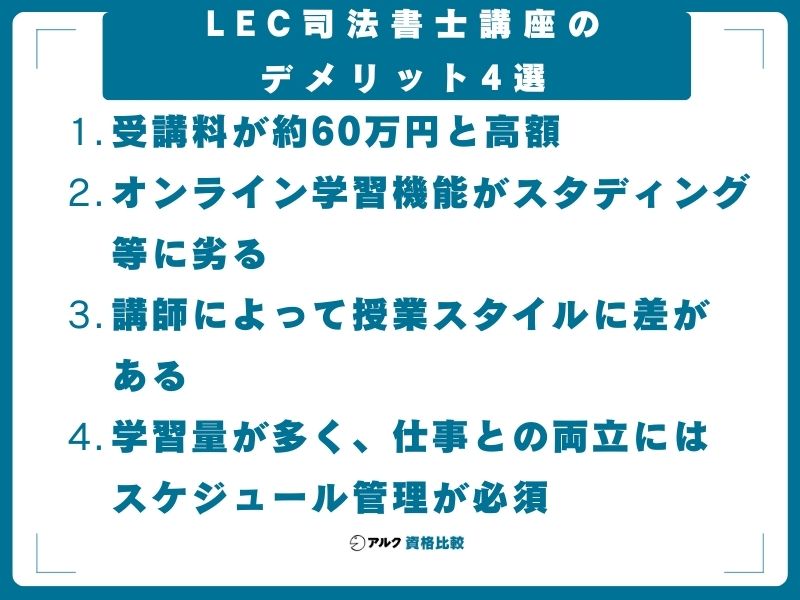 LEC司法書士講座のデメリット4選