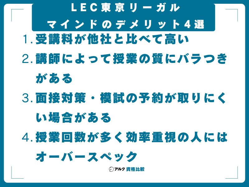 LEC東京リーガルマインドのデメリット4選