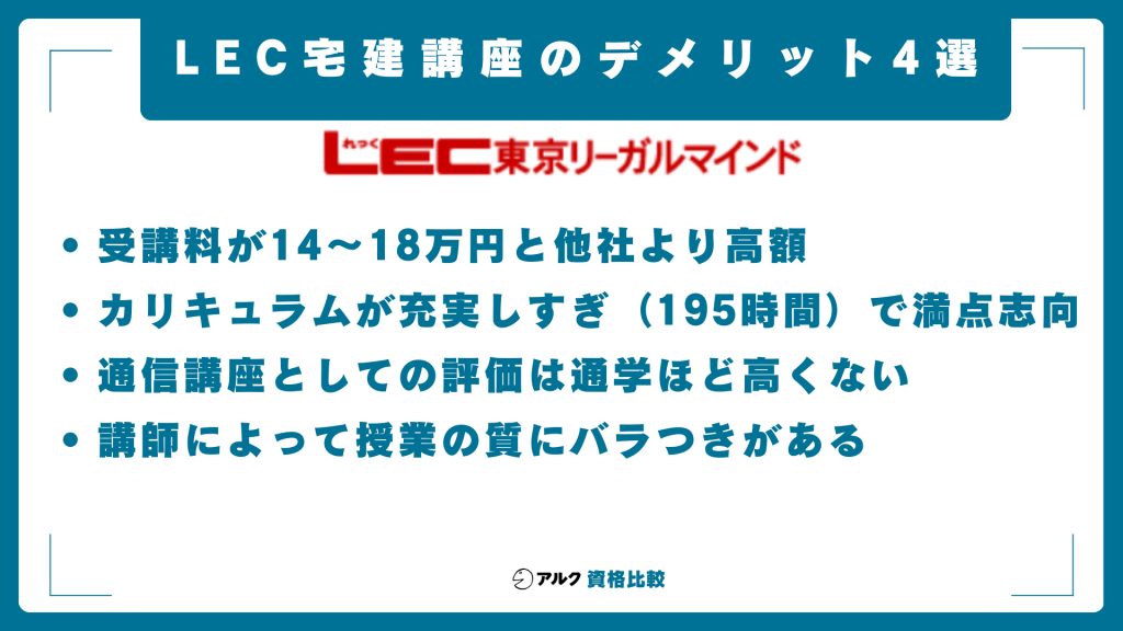 LEC宅建講座のデメリット4選