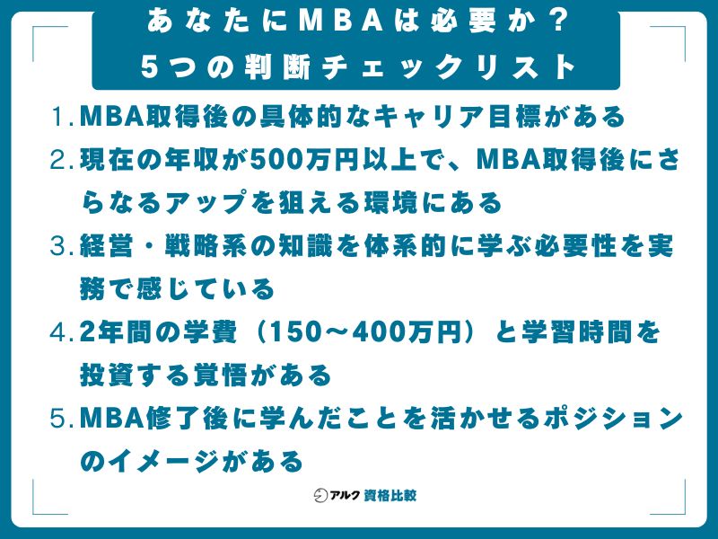 あなたにMBAは必要か？5つの判断チェックリスト