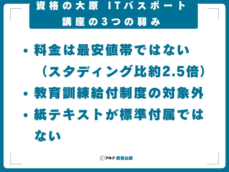 資格の大原 ITパスポート講座の3つの弱み