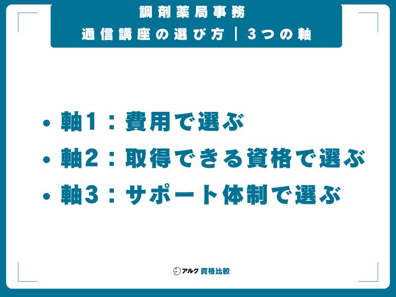 調剤薬局事務 通信講座の選び方｜3つの軸