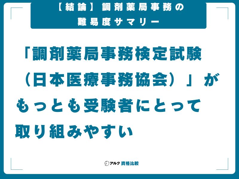 【結論】調剤薬局事務の難易度サマリー