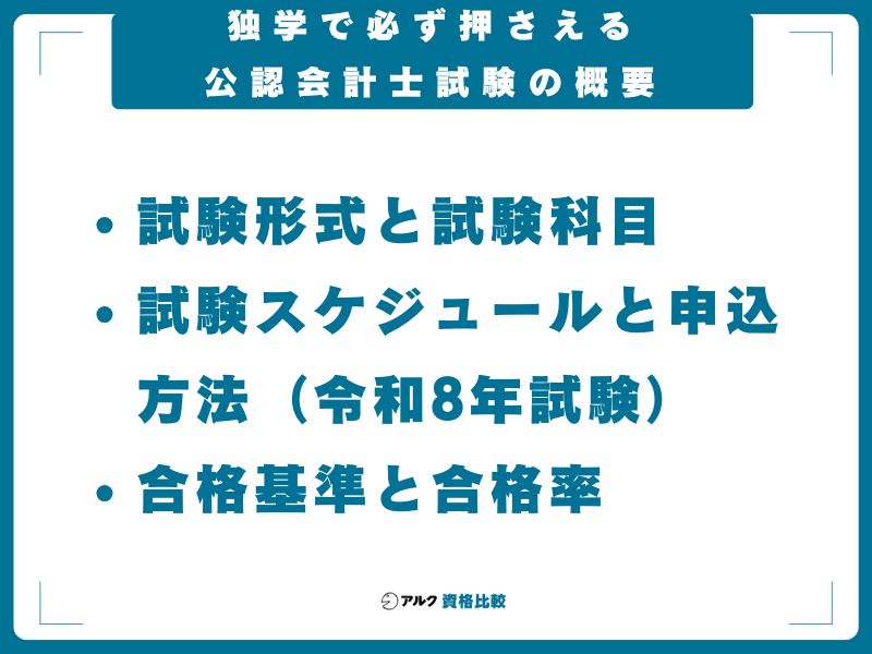 独学で必ず押さえる公認会計士試験の概要