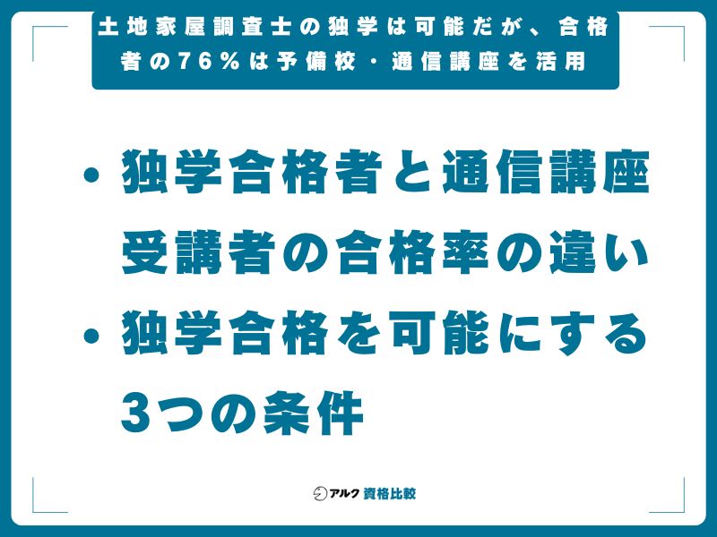 【結論】土地家屋調査士の独学は可能だが、合格者の76%は予備校・通信講座を活用