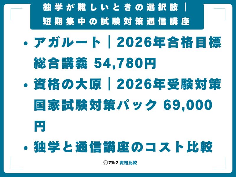 独学が難しいときの選択肢｜短期集中の試験対策通信講座