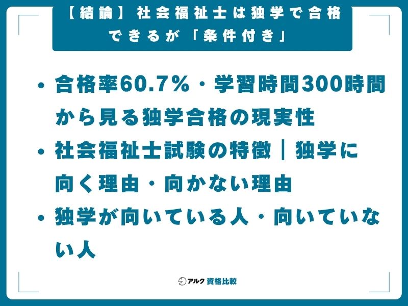 社会福祉士 独学 合格 条件付き