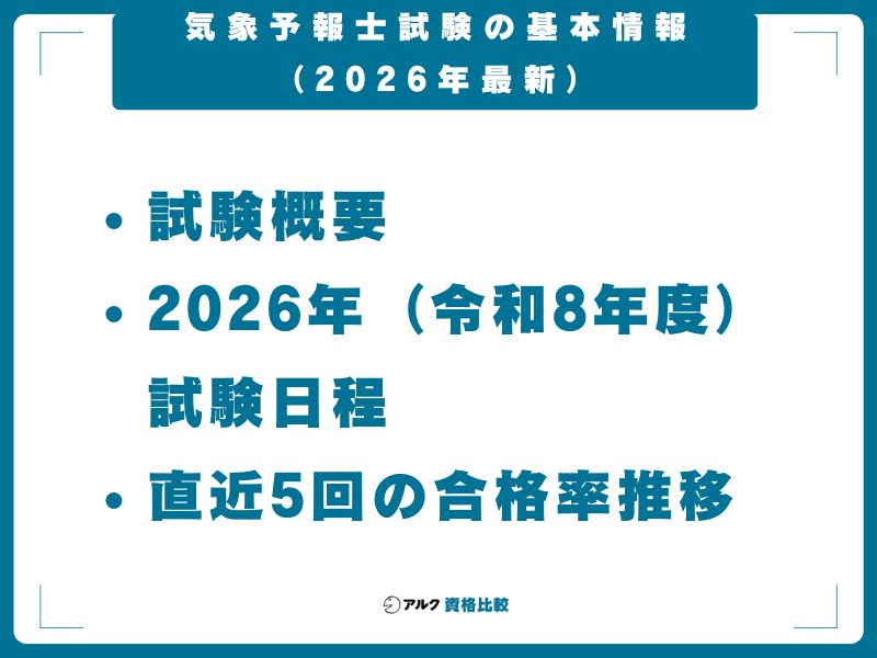気象予報士試験の基本情報（2026年最新）