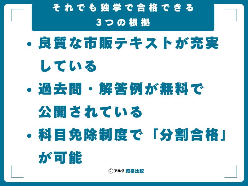 それでも独学で合格できる3つの根拠