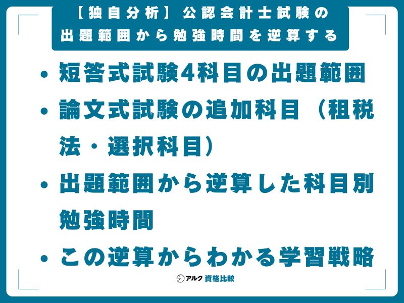 【独自分析】公認会計士試験の出題範囲から勉強時間を逆算する