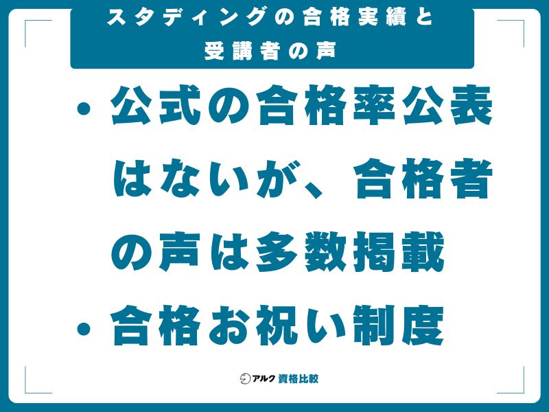 スタディングの合格実績と受講者の声