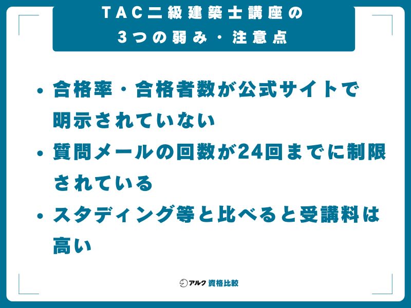 TAC二級建築士講座の3つの弱み・注意点