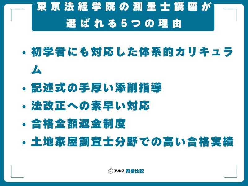 東京法経学院の測量士講座が選ばれる5つの理由