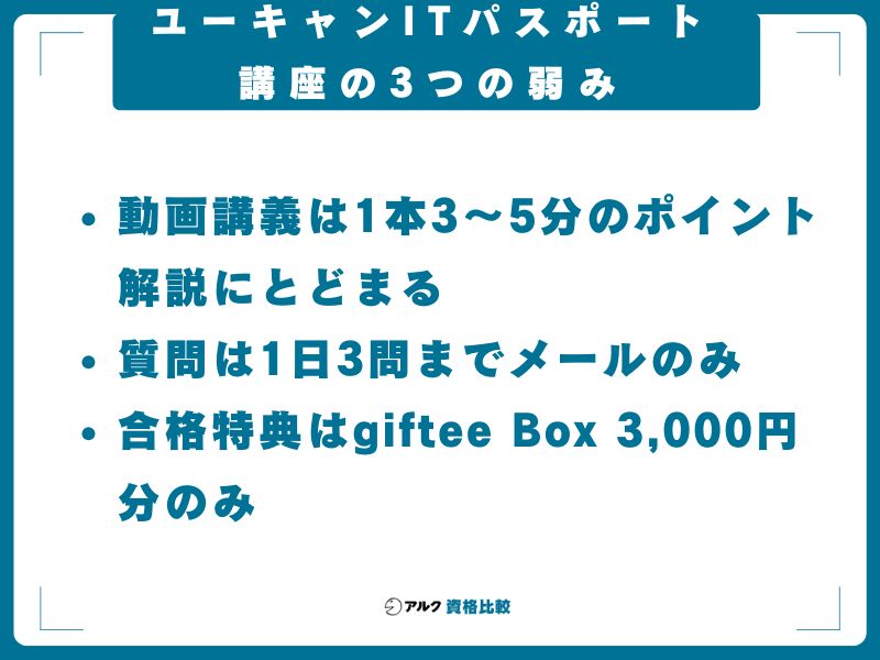 ユーキャンITパスポート講座の3つの弱み