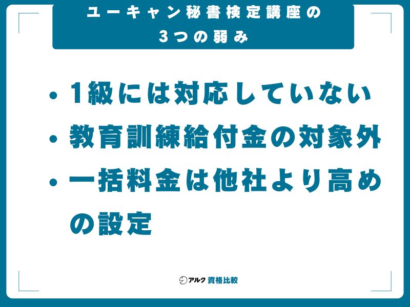 ユーキャン秘書検定講座の3つの弱み