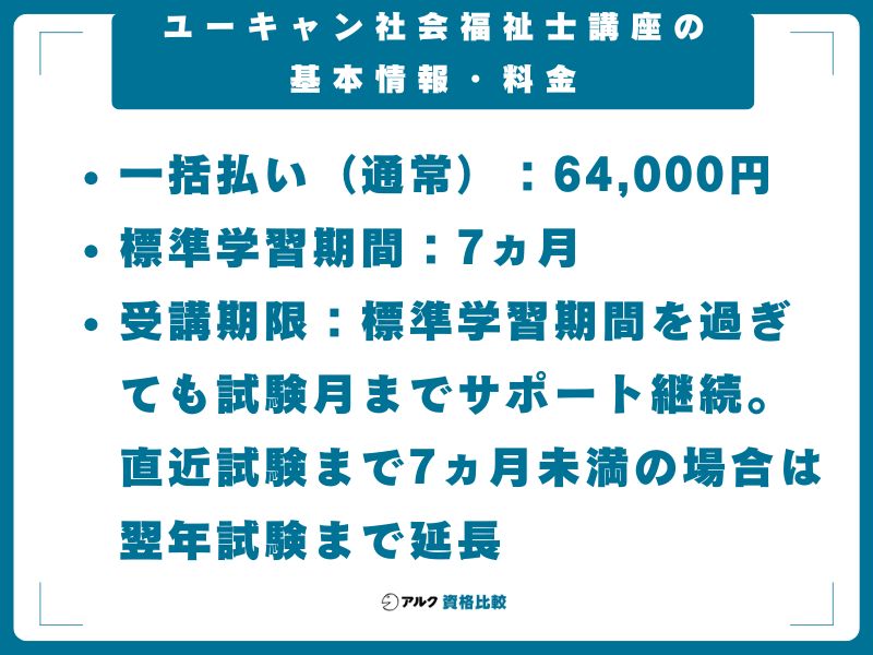 ユーキャン社会福祉士講座の基本情報・料金