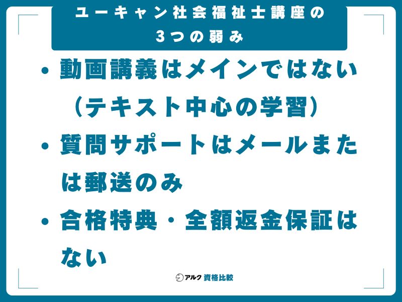 ユーキャン社会福祉士講座の3つの弱み