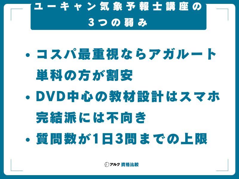 ユーキャン気象予報士講座の3つの弱み