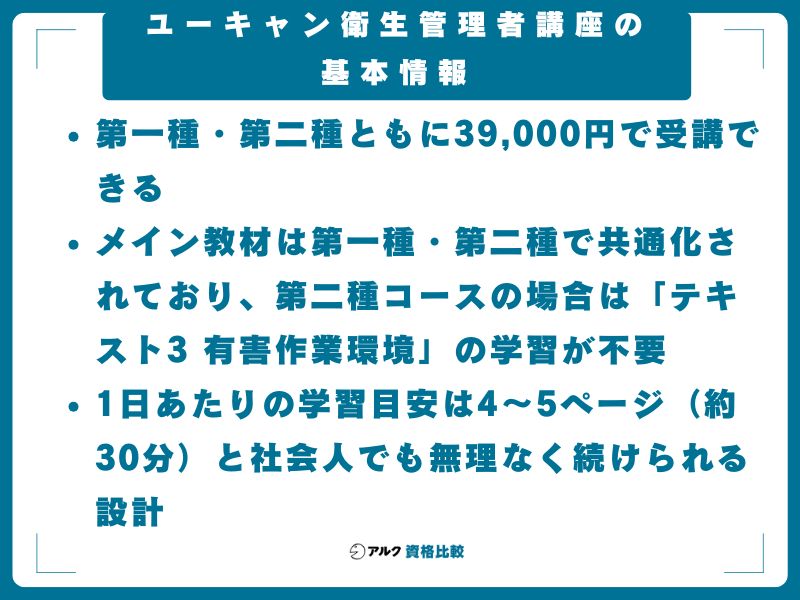 ユーキャン衛生管理者講座の基本情報