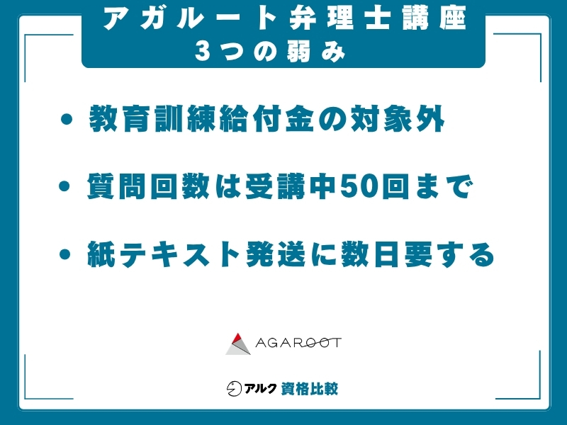 アガルート 弁理士講座 弱み