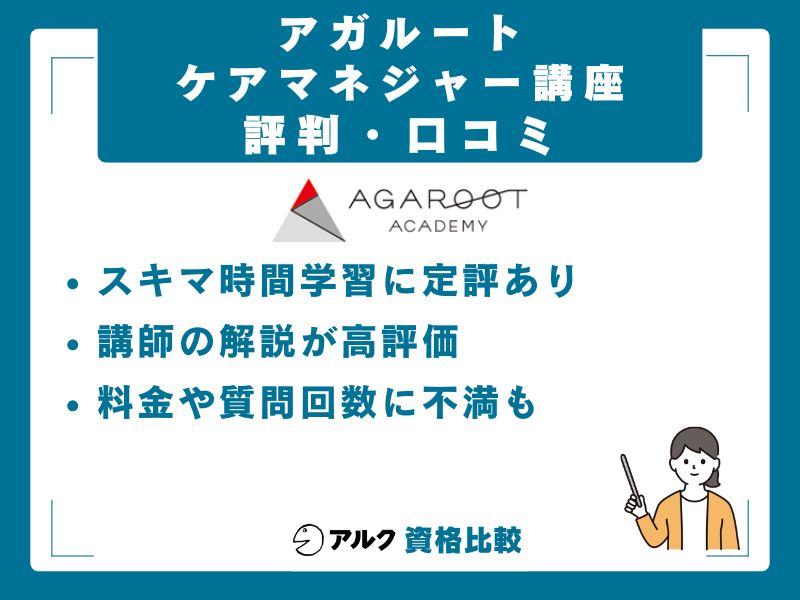 アガルートのケアマネジャー講座の評判・口コミ