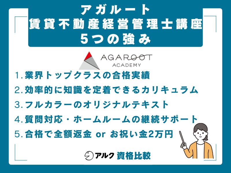 アガルート賃貸不動産経営管理士講座の5つの強み