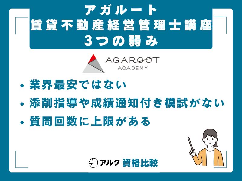 アガルート賃貸不動産経営管理士講座の3つの弱み