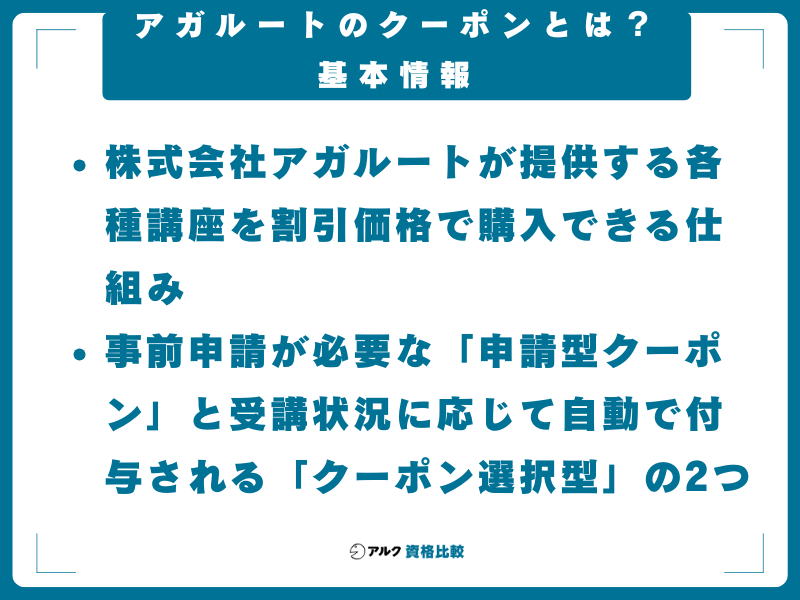 アガルートのクーポンとは？基本情報