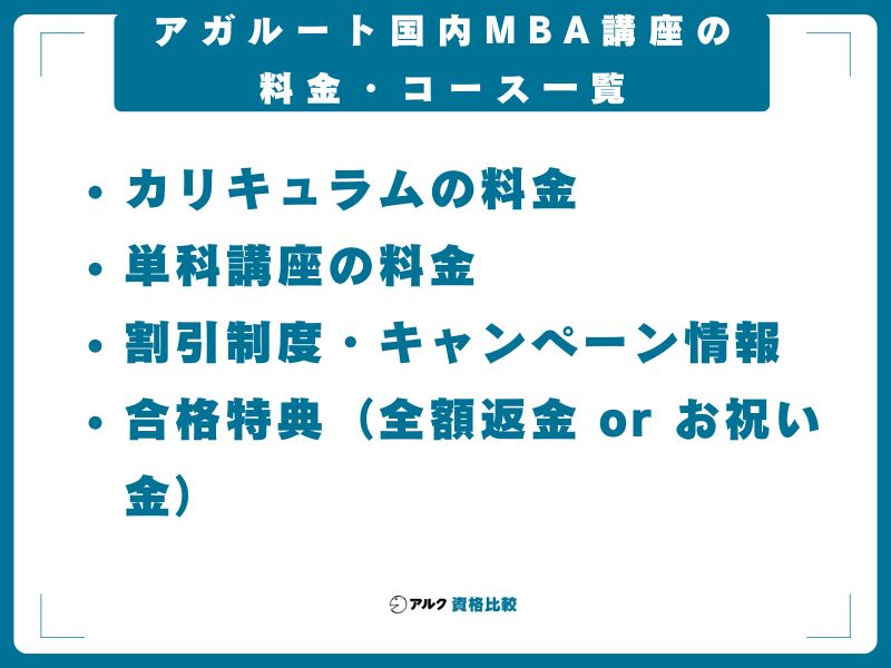 アガルート 国内MBA講座 料金 コース一覧 2026年最新