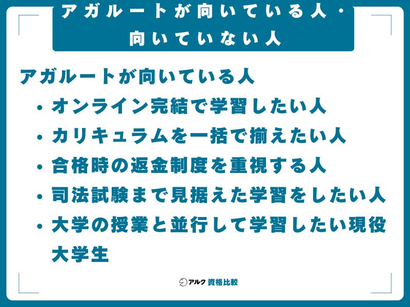 アガルートが向いている人・向いていない人