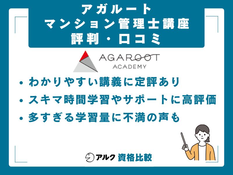 アガルート マンション管理士講座の評判・口コミ
