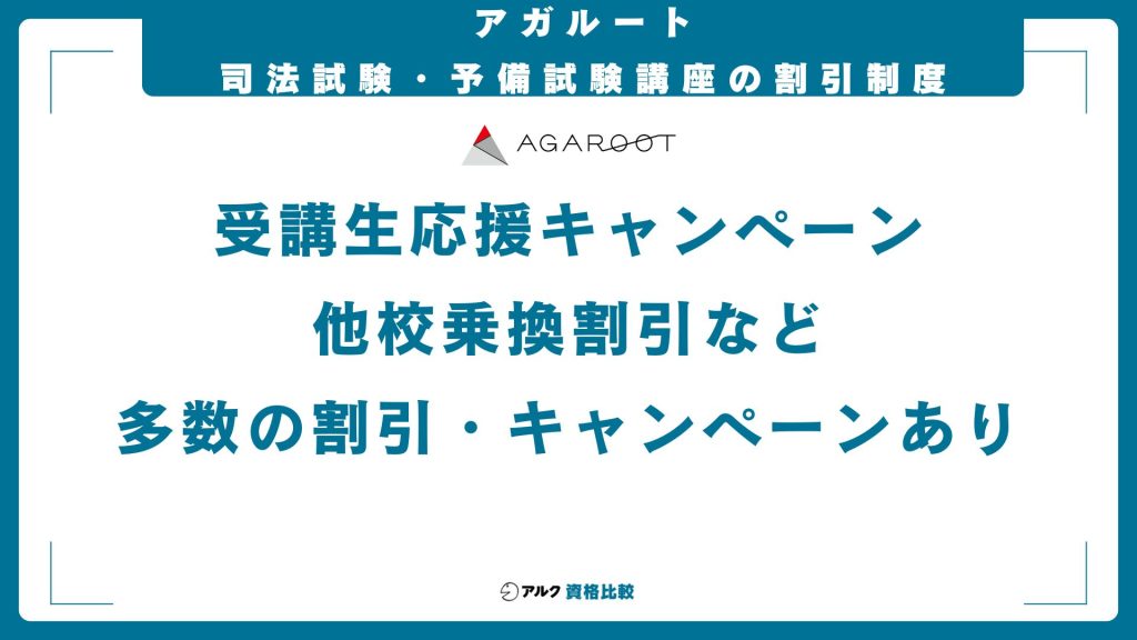 アガルートの司法試験・予備試験講座の料金一覧と割引・キャンペーン