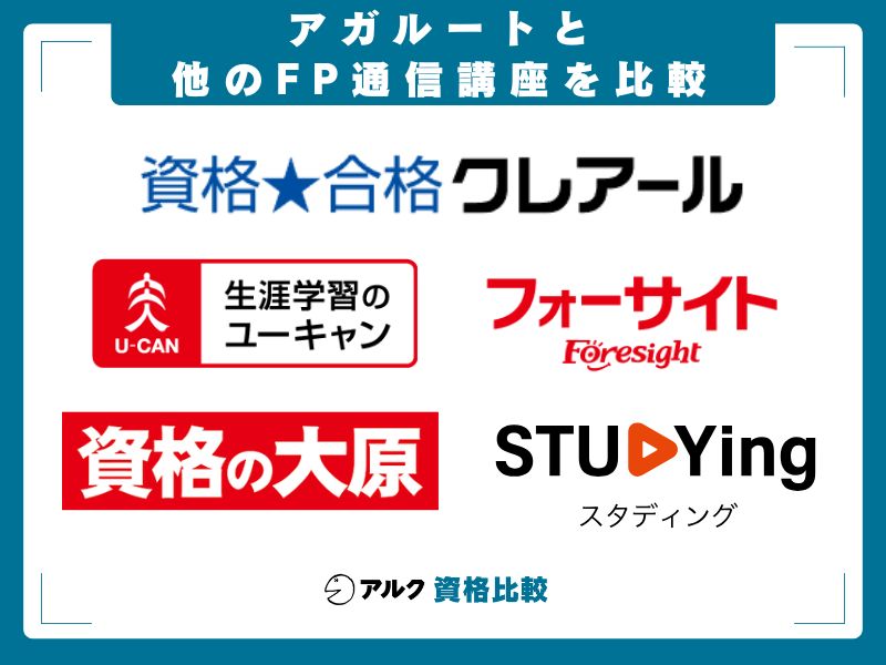 アガルート FP通信講座 クレアール ユーキャン フォーサイト 資格の大原 スタディング 比較