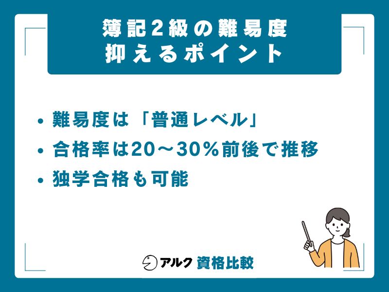 【結論】簿記2級の難易度は「やや難しい」｜正しい対策で十分合格可能