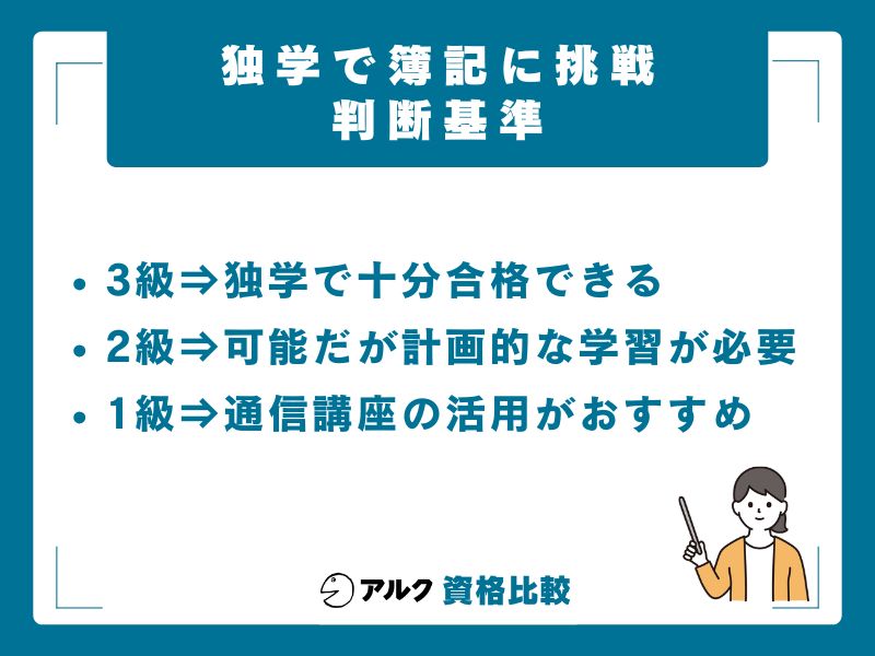 簿記は独学で合格できる？級別の判断基準