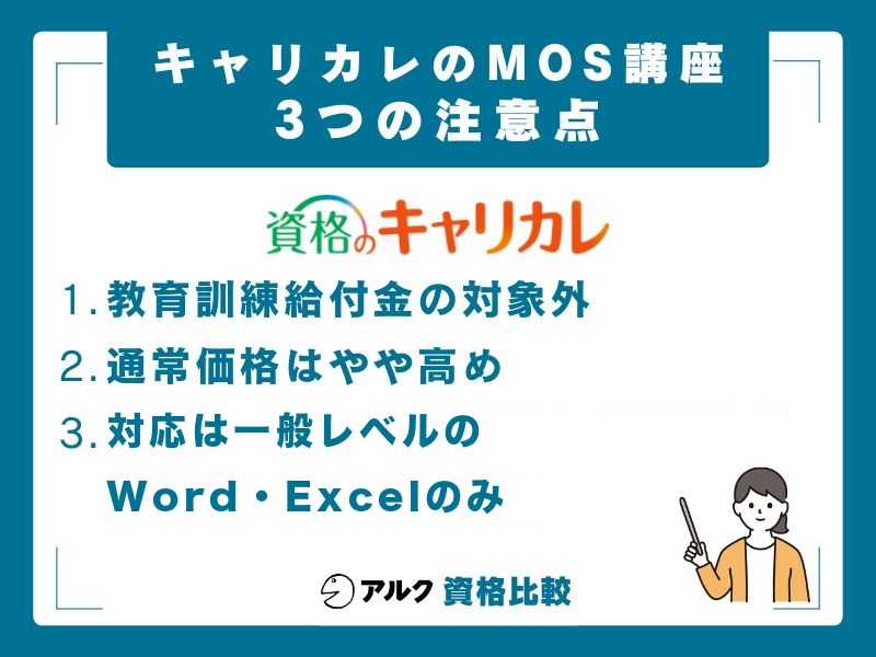 キャリカレMOSのデメリット・注意点