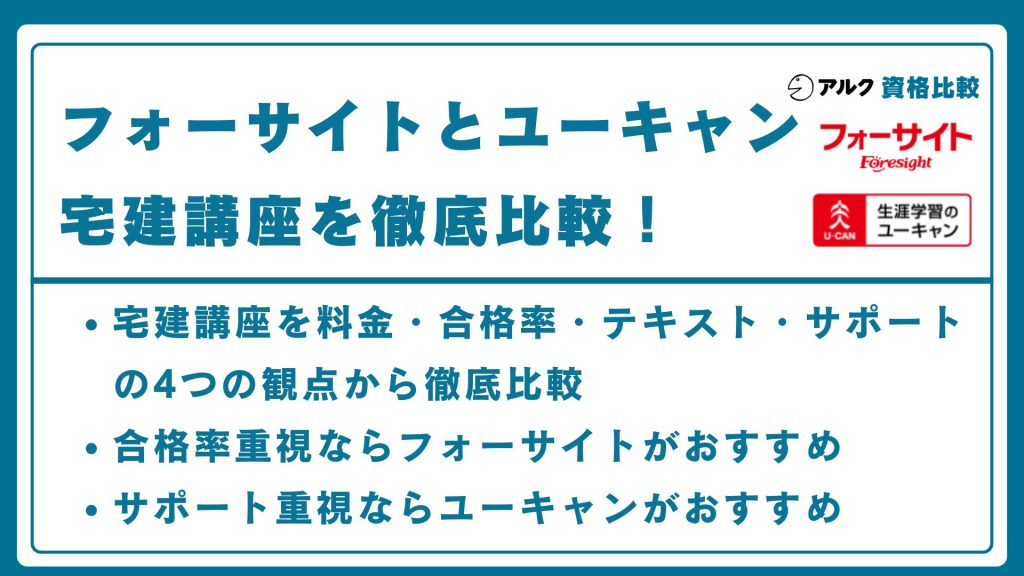 フォーサイト ユーキャン 比較 宅建