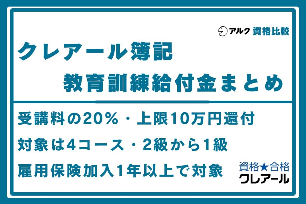クレアール 簿記 教育訓練給付金