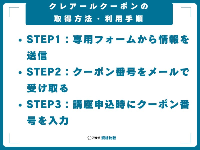 クレアールクーポンの取得方法・利用手順