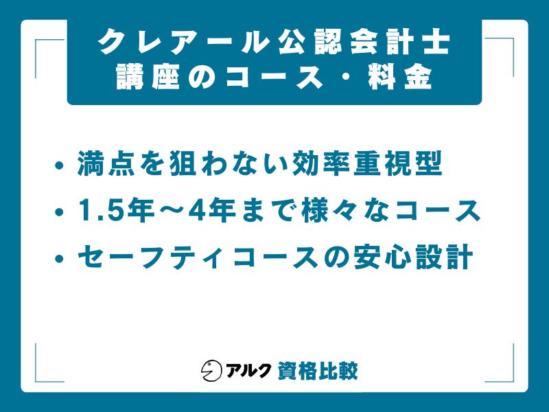 クレアール公認会計士講座のコース・料金