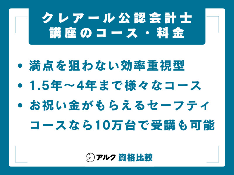 クレアール公認会計士講座のコース・料金