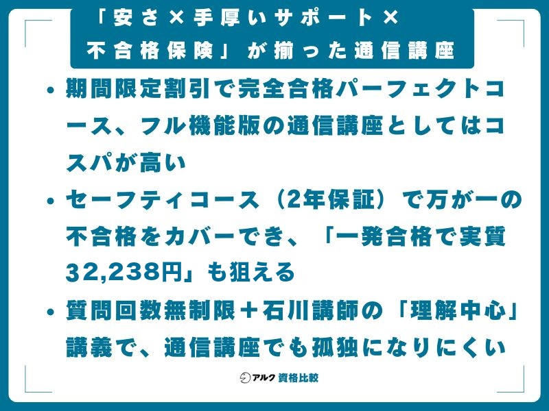 【結論】クレアール宅建士講座は「安さ×手厚いサポート×不合格保険」が揃った通信講座
