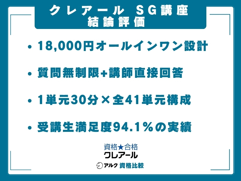 クレアール SG 結論